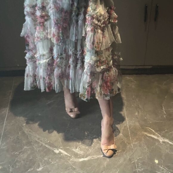 Romantic Floral Print Layered Tulle Skirt - Picture 9 of 11